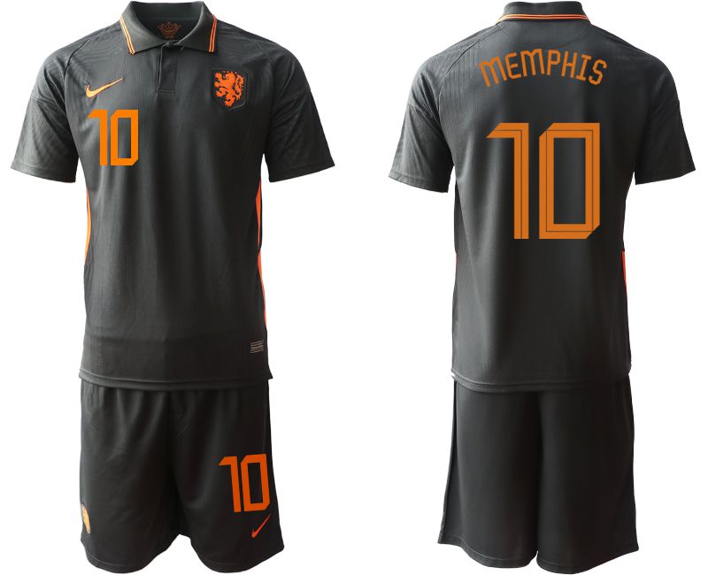 Men 2020-2021 European Cup Netherlands away black #10 Nike Soccer Jersey